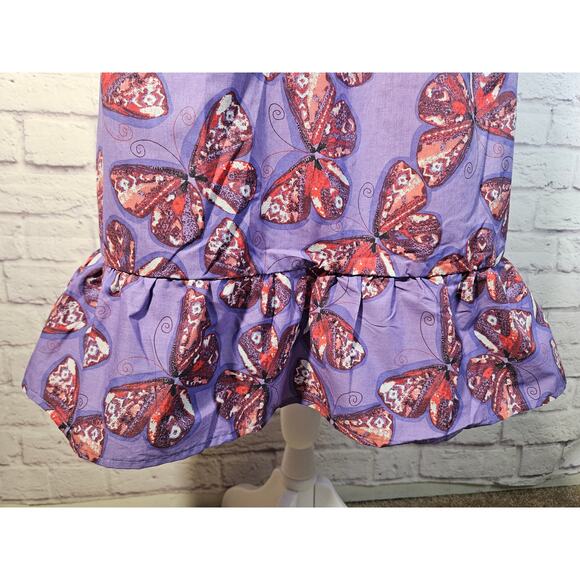 Anthony Richards Purple Red‎ Butterflies Mumu Dress Size XL NEW Short Sleeve - Picture 6 of 11